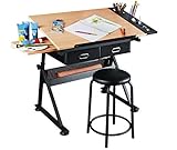 DAWOO Mesa de Dibujo de Teca Mesa de Dibujo...