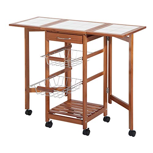 HOMCOM Mesa Auxiliar Cocina 91x37x75 cm...